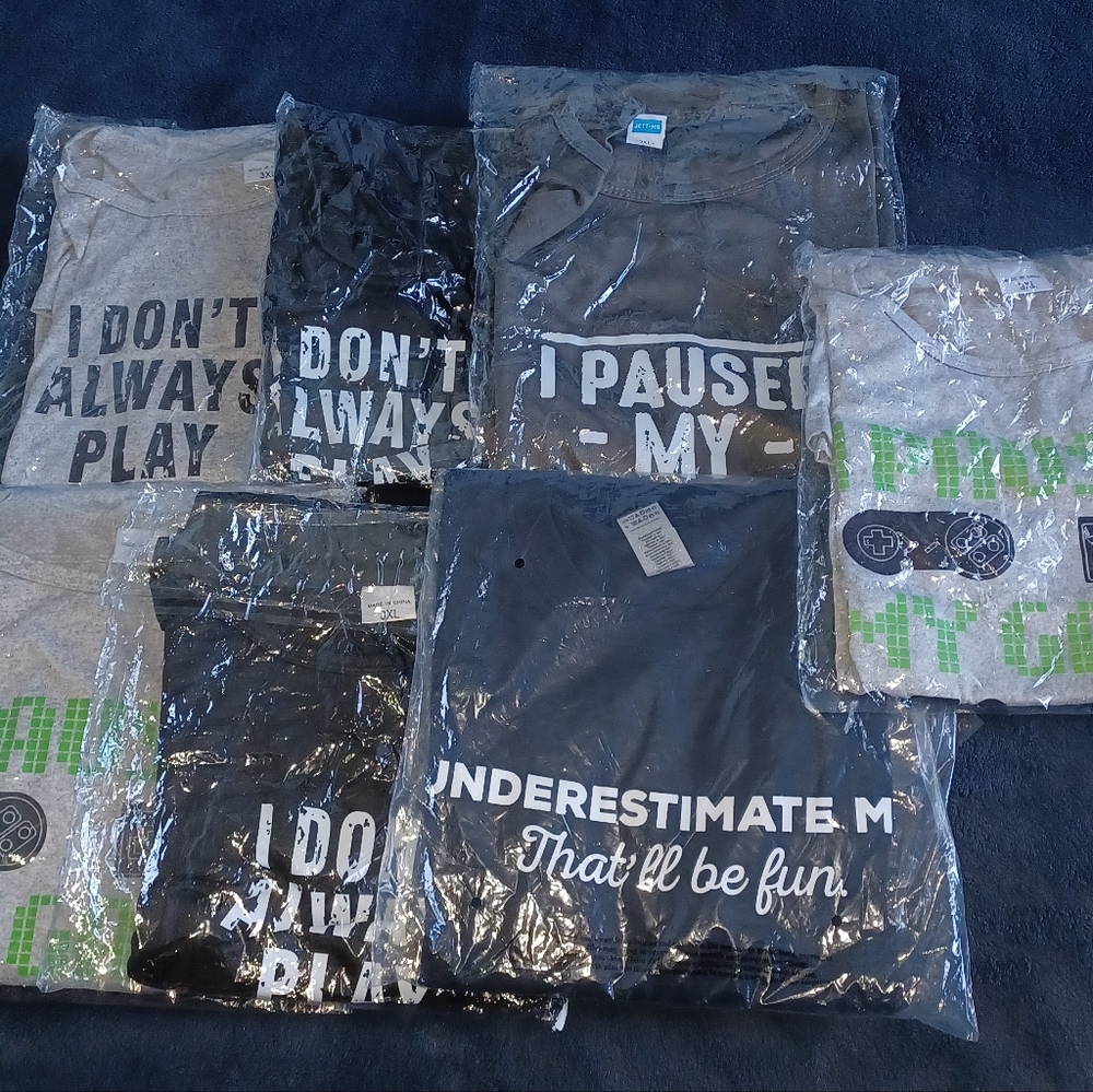 Mens Gaming Shirts Lot of 7. All 3XL. Videogames. Gamers
